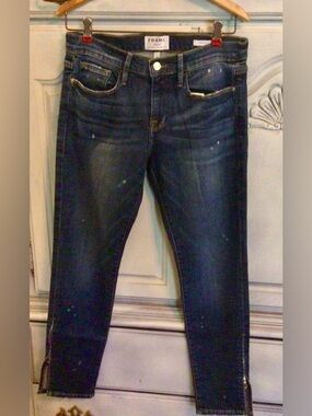 Frame Denim / Le Garçon Dark Wash Skinny Jeans with Ankle Zippers - Sz 26 -NWT